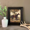 Equestrian Paintings Equestrian Dark Chestnut Horse Ethelbruce by Lynwood Palmer Framed Oil Painting Print on Canvas in Distressed Black Wood Frame. An 11″ x 14″ Framed to 14-1/2″ x 17-1/2″