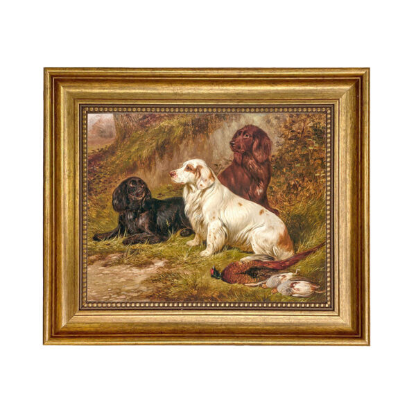 Cabin/Lodge Animals Spaniels at Rest by Colin Graeme Framed Oil Painting Print on Canvas in Antiqued Gold Frame