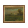Farm and Pastoral Paintings Framed Art Harvest Moon Country Landscape Oil Painting Print on Canvas in Thin Gold Frame