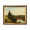 Farm and Pastoral Paintings River View Scenic Landscape Oil Painting Print on Canvas in Thin Gold Frame