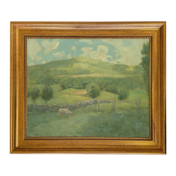 Farm and Pastoral Paintings Scenic Spring Landscape Oil Painting Print on Canvas in Antiqued Gold Frame- An 11″ x 14″ Framed to 14-1/2″ x 17-1/2″.