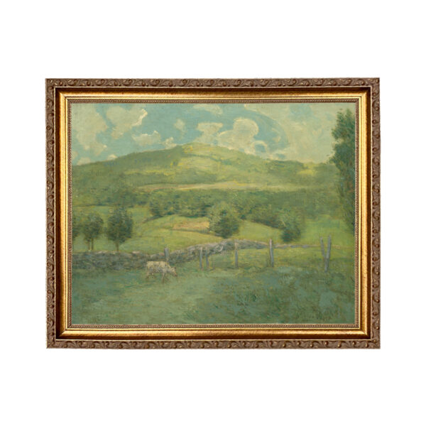 Farm and Pastoral Paintings Scenic Spring Landscape Oil Painting Print on Canvas in Thin Gold Frame- An 11″ x 14″ Framed to 13″ x 16″