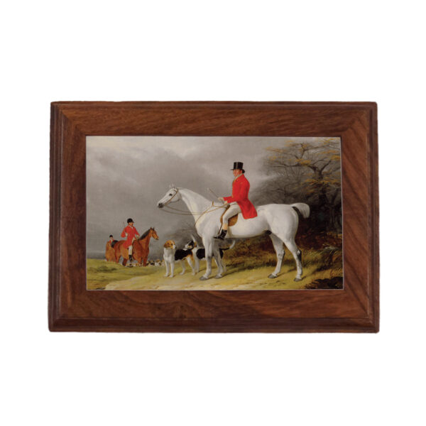 Decorative Boxes Equestrian Hunter and Favorite Hound Equestrian Framed Print Wood Trinket or Jewelry Box- Antique Vintage Style