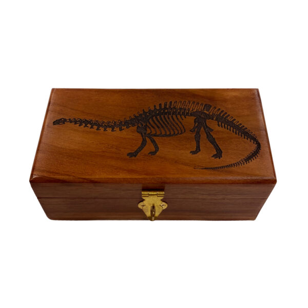 Painting Print Sm Frames 6″ Brontosaurus Dinosaur Engraved Teak Wood Box