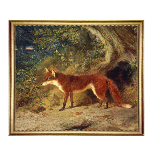 Equestrian/Fox Equestrian Fox and Feathers Framed Oil Painting Print on Canvas in Antiqued Gold Frame