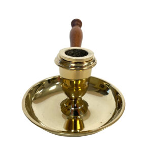 Candles/Lighting Early American Polished Brass Chamberstick with Woode ...