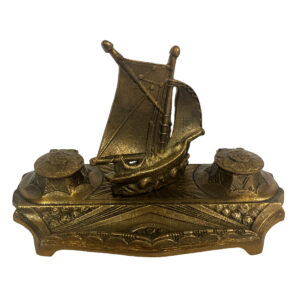 Inkwells Nautical Antiqued Brass Ship Dual Inkwell Stand ...