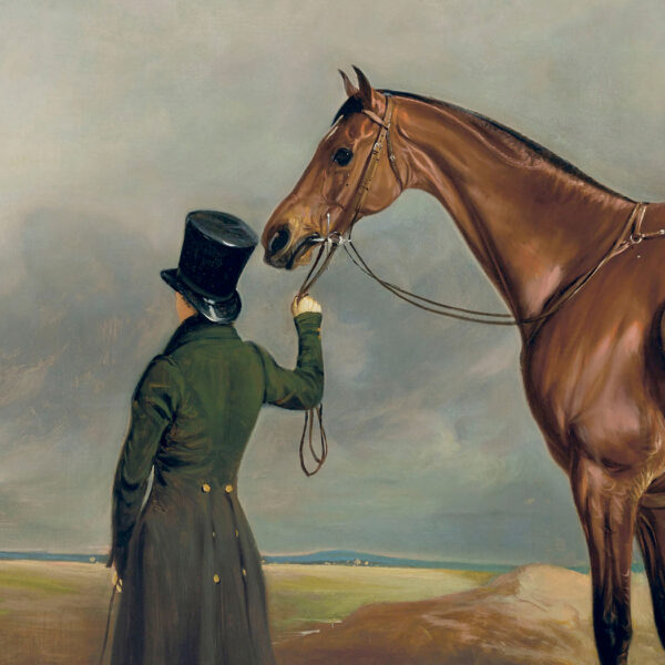 Equestrian/Fox Equestrian Horse and His Groomer Framed Oil Painting Print on Canvas