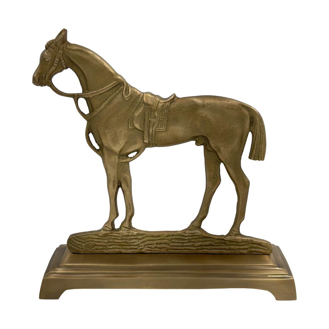 Lodge & Equestrian Decor Equestrian 9″ Antiqued Brass Horse Door Sto ...