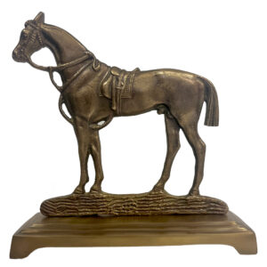 Lodge & Equestrian Decor Equestrian 9″ Antiqued Brass Horse Door Sto ...