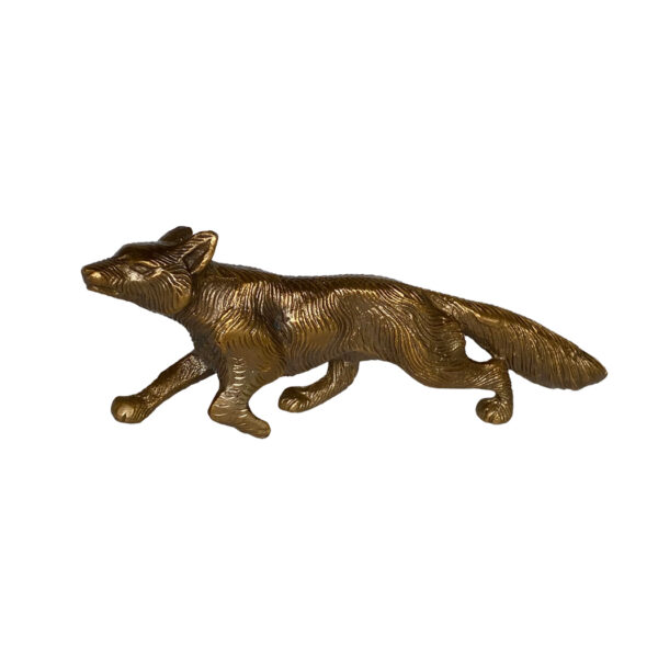 Lodge & Equestrian Decor Equestrian Antiqued Brass Running Fox Paperweight Tabletop Lodge Cabin Decor
