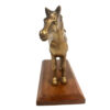 Lodge & Equestrian Decor Equestrian 6-1/8″ Antiqued Brass Horse on Wood Stand- Antique Vintage Style