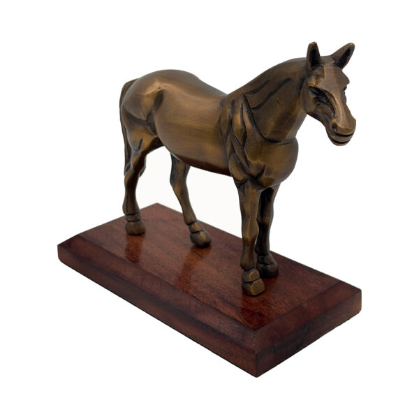 Lodge & Equestrian Decor Equestrian Antiqued Brass Horse on Wood Stand