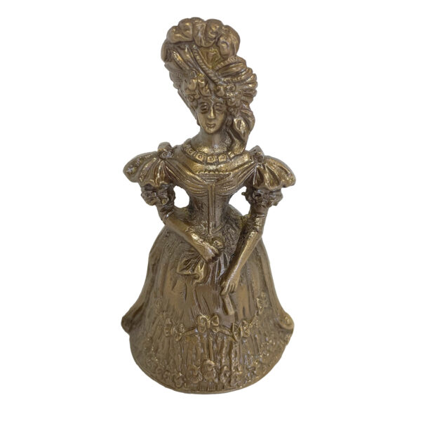 Home Decor Early American Antiqued Brass Colonial Lady Table Bell- Antique Vintage Style