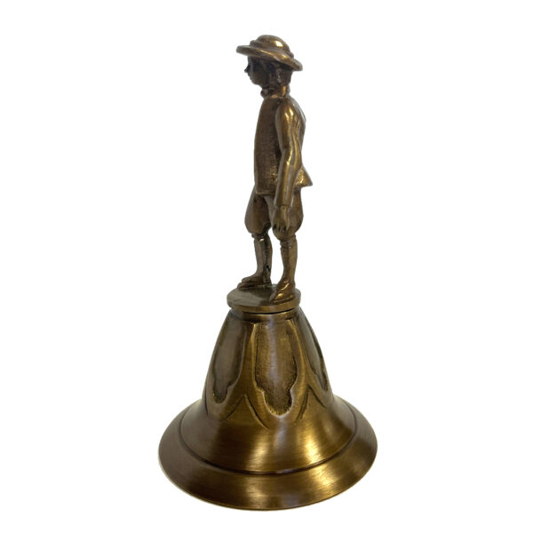 Decor Early American 5-3/4″ Antiqued Brass Colonial Man Table Bell- Antique Vintage Style