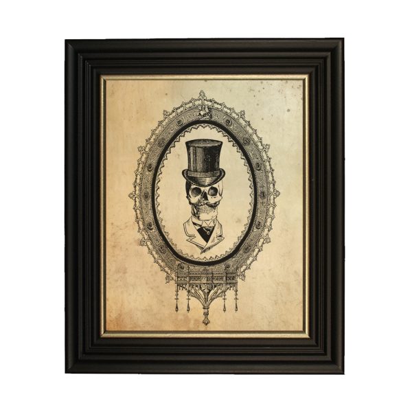 Halloween Dark Academia Skull in Top Hat Gothic Halloween Framed Print