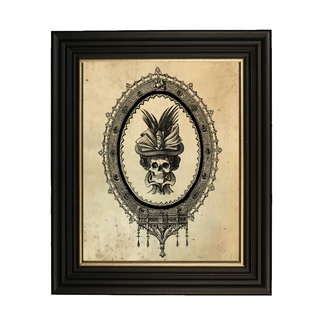 Halloween Dark Academia Skull in Bonnet Gothic Halloween Frame ...