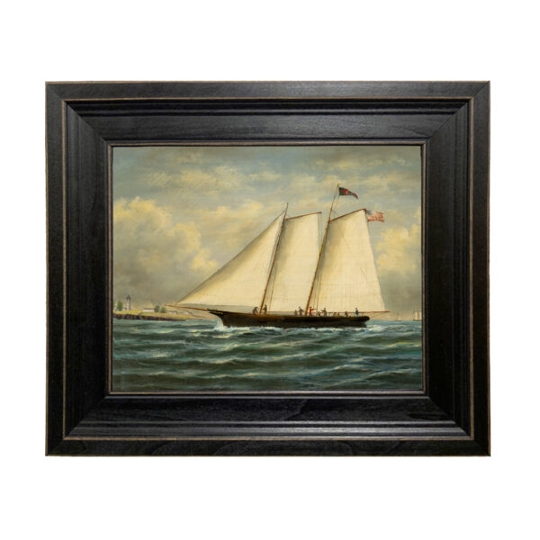 Nautical Nautical America, First Winner of America’s Cup Framed Oil Painting Print on Canvas