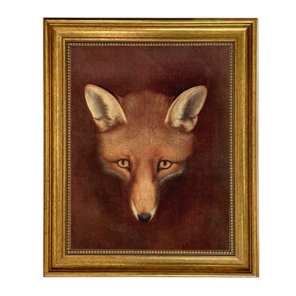 Equestrian/Fox Equestrian Fox Head by Reinagle Framed Oil Painting Print on Canvas in Antiqued Gold Frame