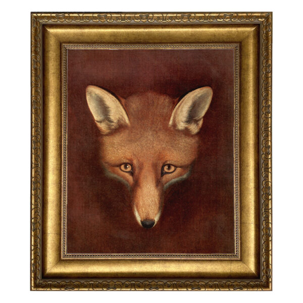 Equestrian/Fox Equestrian Fox Head by Reinagle Framed Oil Painting Print on Canvas in Wide Antiqued Gold Frame