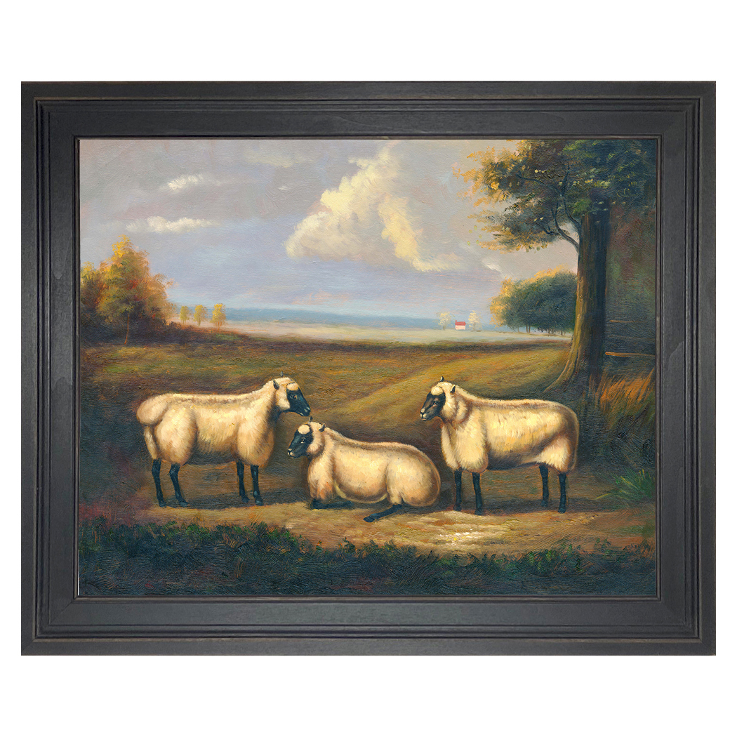 Farm/Pastoral Farm Three Prize Sheep Framed Oil Painting  ...