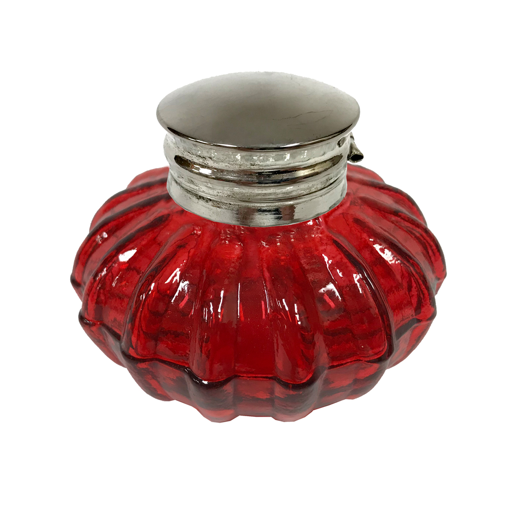 Round Soapstone Holder with Pen Clip Red Cap