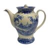 Teaware Teaware Pagoda Blue Transferware Porcelain Tea Set with Tray – Antique Reproduction –  Teapot 46 oz –  Tea Cup 6 oz –  Creamer 10 oz