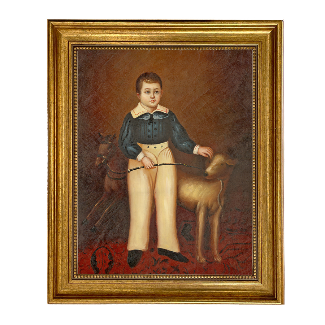 Painting Prints on Canvas Children Boy with Dog by Joseph Whiting, Framed ...