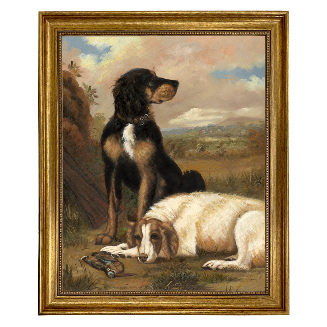 Cabin/Lodge Animals Dogs with Woodcock, Framed Oil Paintin ...