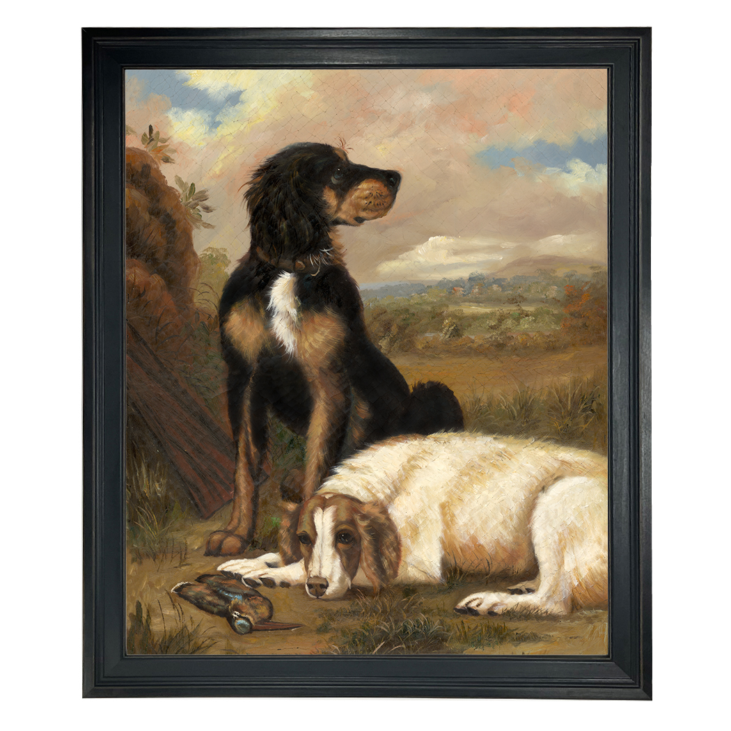 Cabin/Lodge Bird hunting Dogs with Woodcock Framed Oil Painting ...