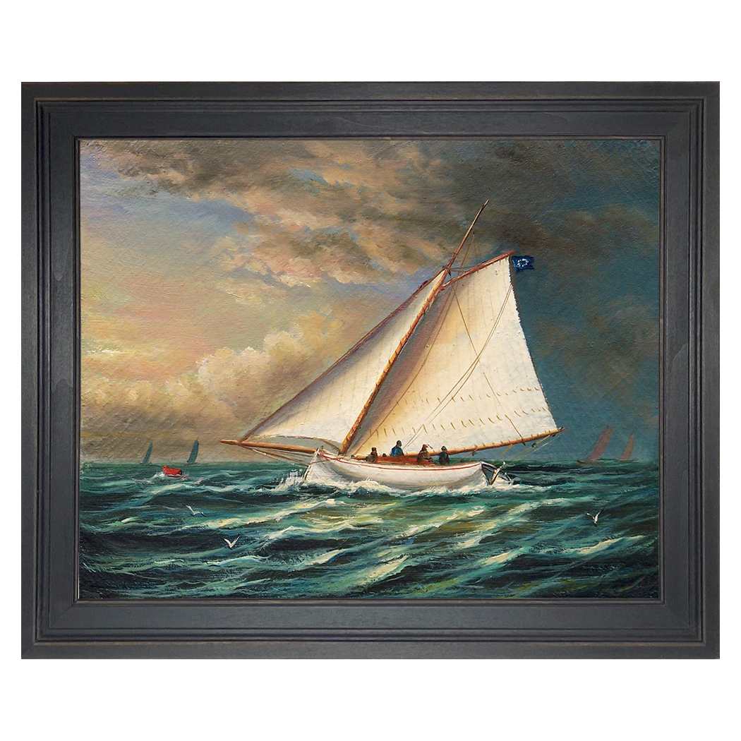 Nautical Nautical Racing Boat Framed Oil Painting Print  ...