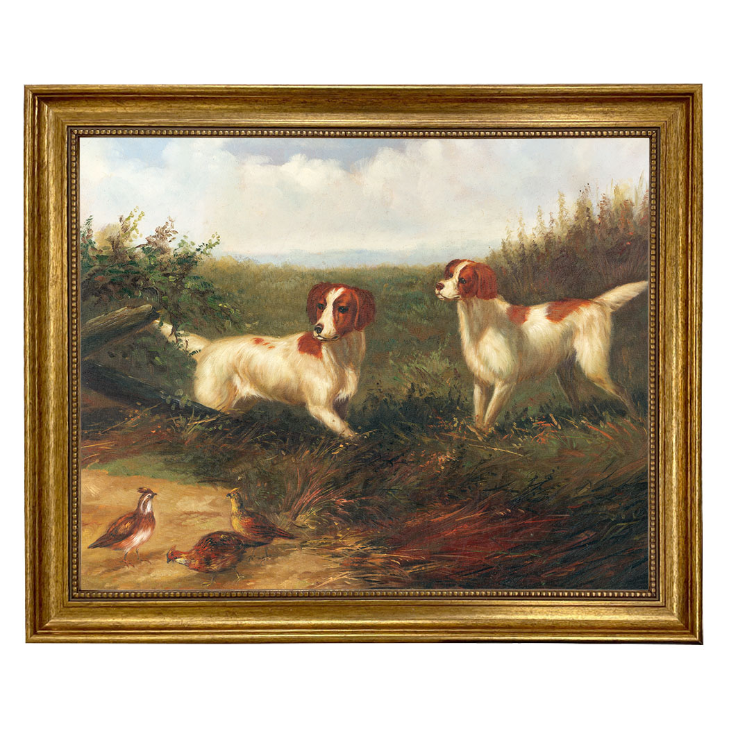 Dogs/Cats Animals Setters on Quail Framed Oil Painting P ...