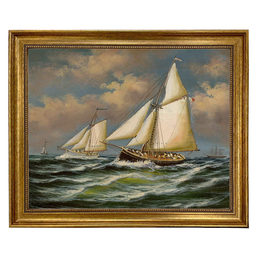 Nautical Early American Puritan and Genesta by Jacobsen Framed ...