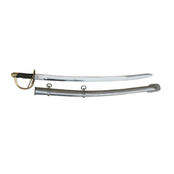 Early American Life Revolutionary/Civil War 22-1/2″ 1860 Cavalry Saber and Steel Scabbard- Antique Reproduction