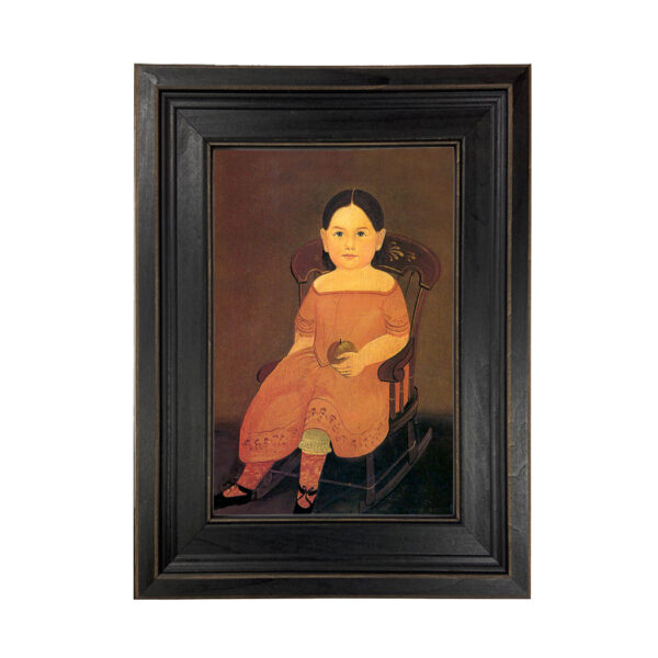 Painting Prints on Canvas Early American Girl on Rocker Framed Oil Painting Print on Canvas