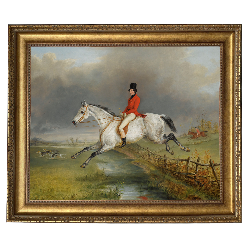 Equestrian/Fox Equestrian Sir Arnold on Hunter Framed Oil Painti ...