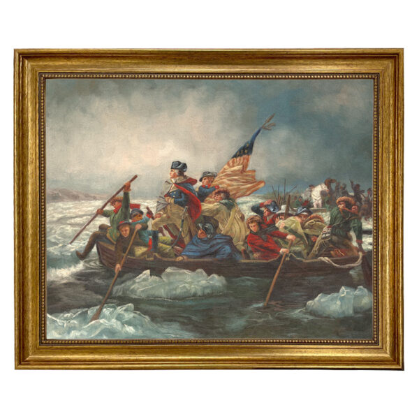 Painting Prints on Canvas Early American George Washington Crossing Delaware Framed Oil Painting Print on Canvas in Antiqued Gold Frame