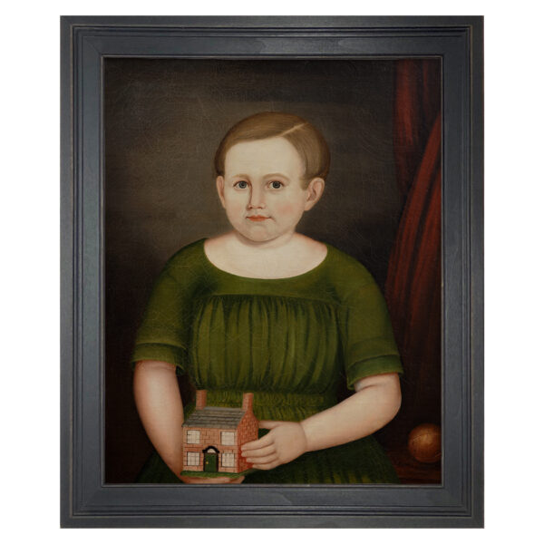 Painting Prints on Canvas Children Francis Wilcox by Joseph Whiting Stock Primitive Folk Art Framed Oil Painting Print on Canvas in Distressed Black Wood Frame