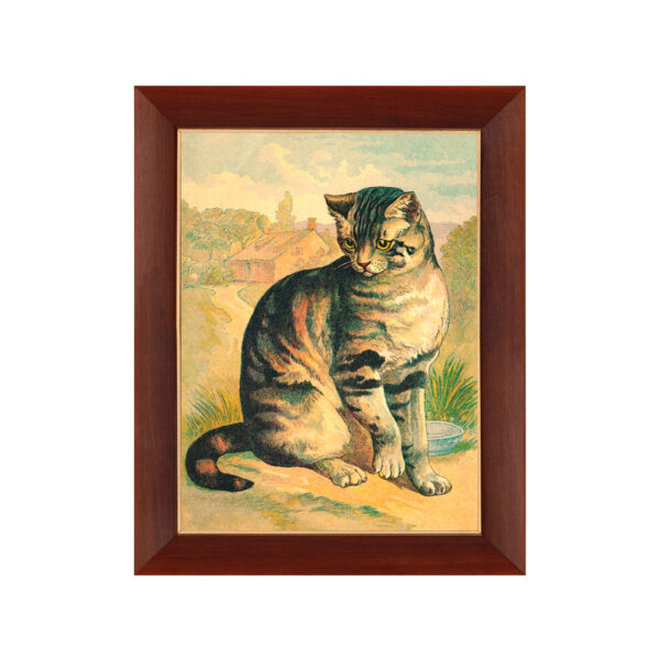 Cabin/Lodge Animals Cat Vintage Children’s Book Illustration Framed Print Behind Glass