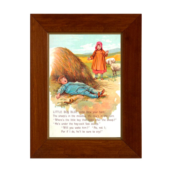 Easter Animals Little Boy Blue Nursery Rhyme Vintage Children’s Book Illustration Framed Print Behind Glass