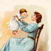 Easter Children Mother and Baby Nursery Rhyme Vintage Children’s Book Illustration Framed Print Behind Glass