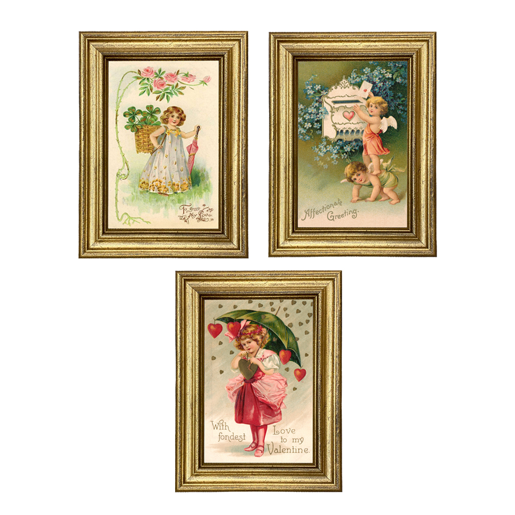 Prints Valentines Set of 3 Antique Valentine’s 4&# ...