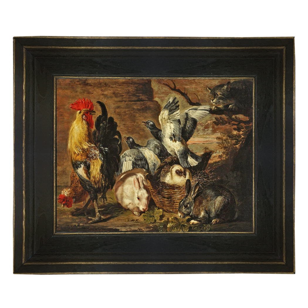 Dogs/Cats Animals Farm Animals Framed Oil Painting Print ...