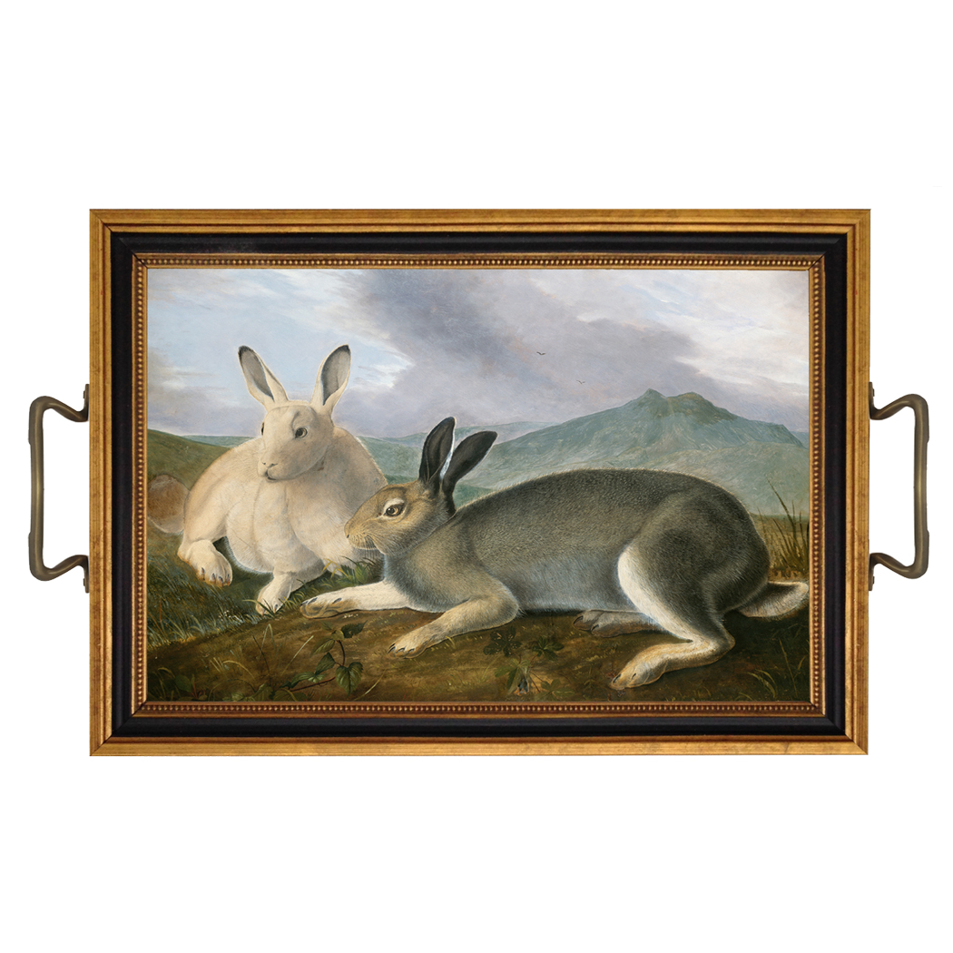 Easter Animals Audubon’s Arctic Hare Tray with Brass Handles
