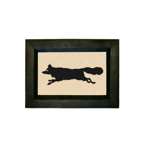Equestrian/Fox Animals Fox on the Run Printed Silhouette in Black Frame. A 4 x 6″ Framed to 5-1/2 x 7-1/2″
