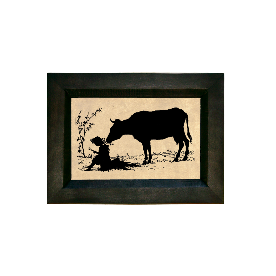 Farm/Pastoral Animals Cow Eating Pigtails Printed Silhouette ...