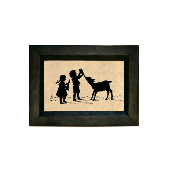 Farm/Pastoral Animals Hungry Goat Printed Silhouette in Black Frame. A 4 x 6″ Framed to 5-1/2 x 7-1/2″