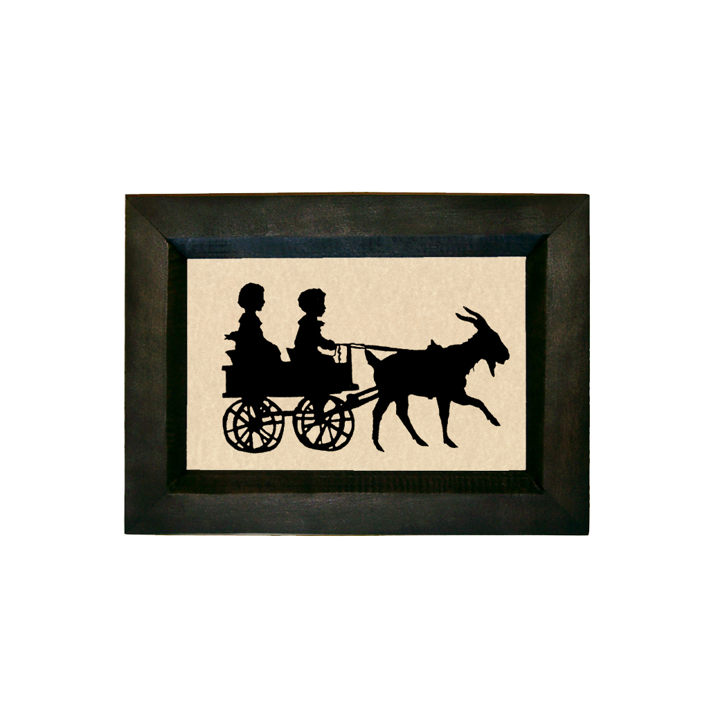 Early American Animals Goat Cart Printed Silhouette in Black  ...