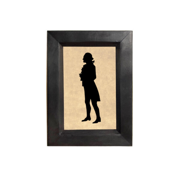 Early American Early American George Washington Printed Silhouette in Black Wood Frame. A 4 x 6″ Framed to 5-1/2 x 7-1/2″