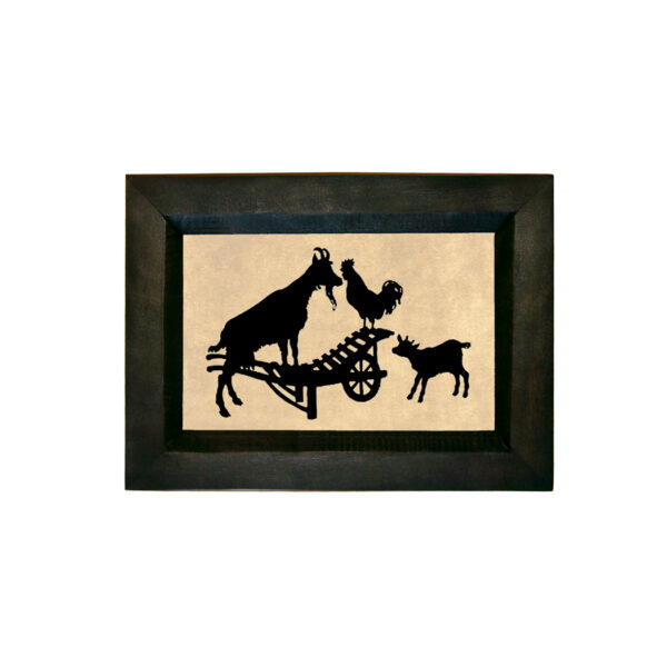 Farm/Pastoral Animals Goat and Rooster Printed Silhouette in Black Frame. A 4 x 6″ Framed to 5-1/2 x 7-1/2″